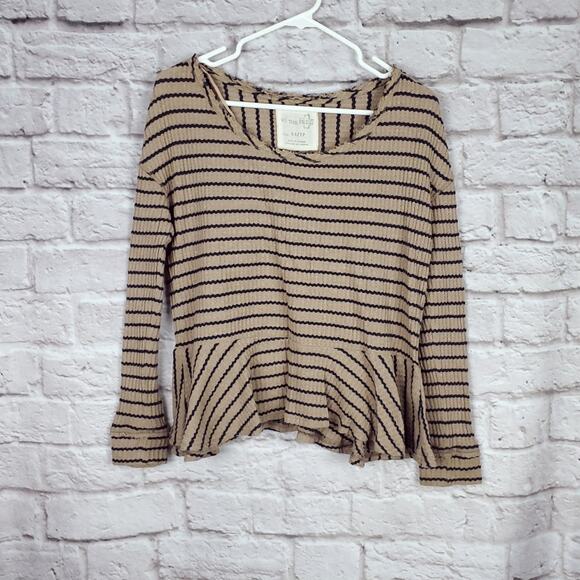 We The Free Auntie Em Peplum Striped Thermal - Picture 1 of 7